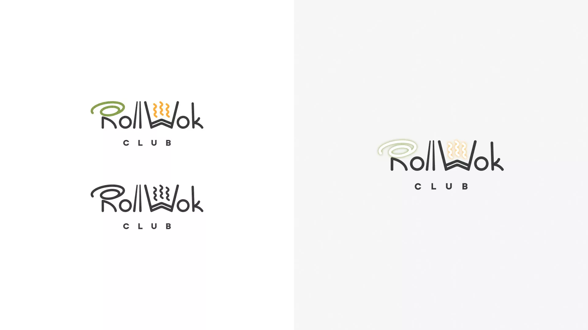 Разработка логотипа и фирменного стиля суши-бара «Roll Wok Club» в Корсакове
